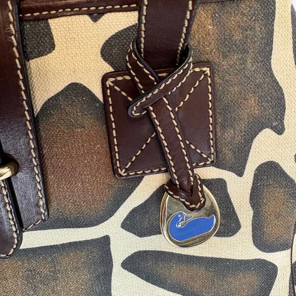 Dooney & Bourke -Giraffe Print African Safari Canvas/Leather Small Tote Handbag - Picture 4 of 14